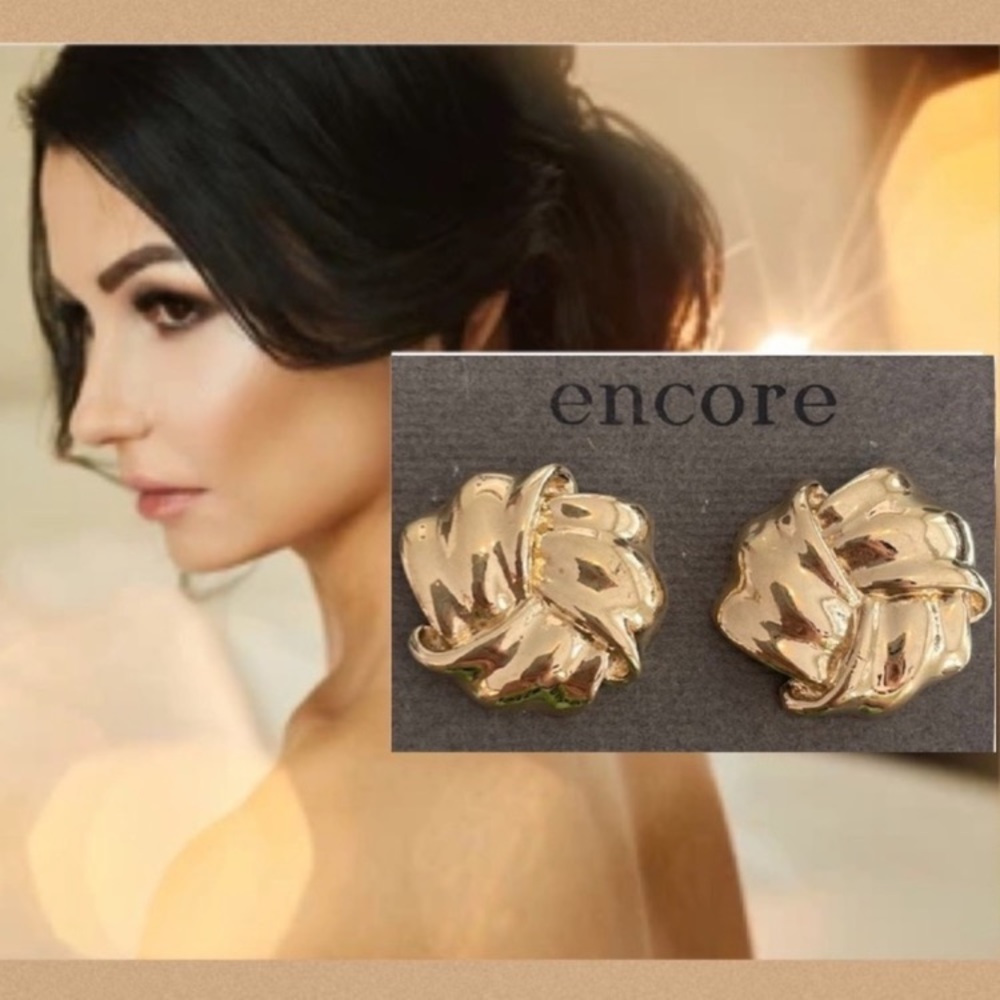 Clip On Gold Statement Earrings